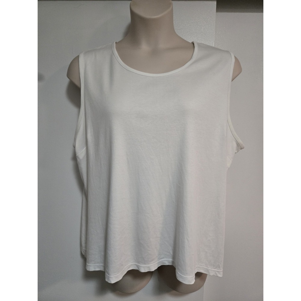 L.L. Bean 100% Supima Cotton Tank Top Plus Size 2X Solid White Sleeveless Shirt